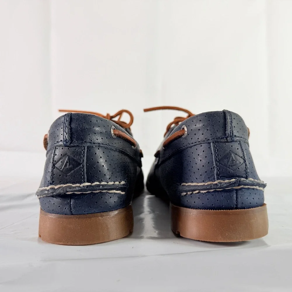 Sperry Men's Leeward 2-Eye Perf Navy Boat Shoes Size 9 W New